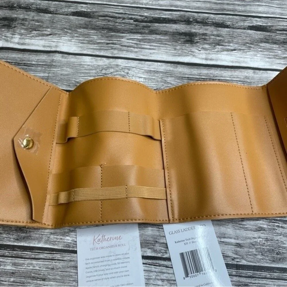 Glass Ladder & Co Katherine Tech Organizer Roll Vegan Leather Brown